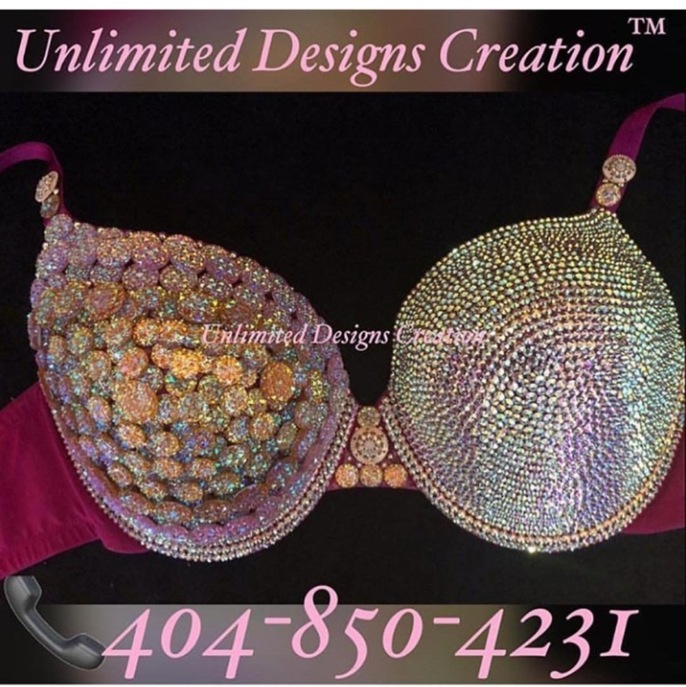 Custom handmade"BEDAZZLED" fushia pink BRA